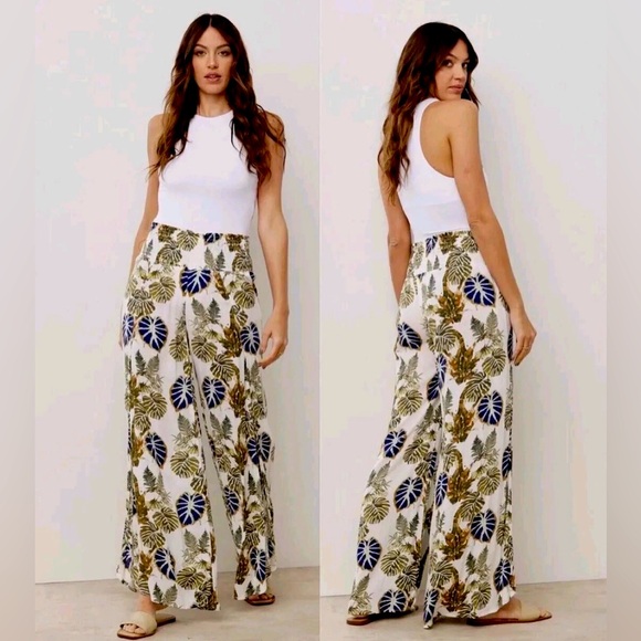 Rewash Wide Leg Pants Size Medium NWT Women’s Palazzo Flowy Tropical Bliss Vacay - Picture 1 of 12